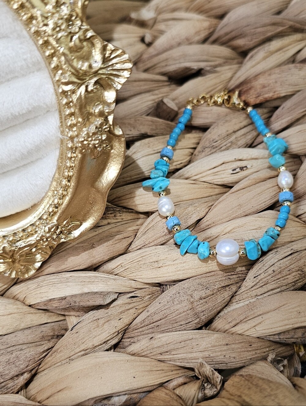 Turquoise & Freshwater Pearl Bracelet